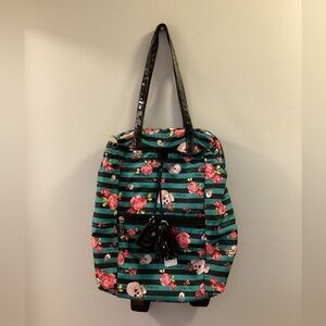 Betsey Johnson striped skulls and flowers backpack & or tote bag